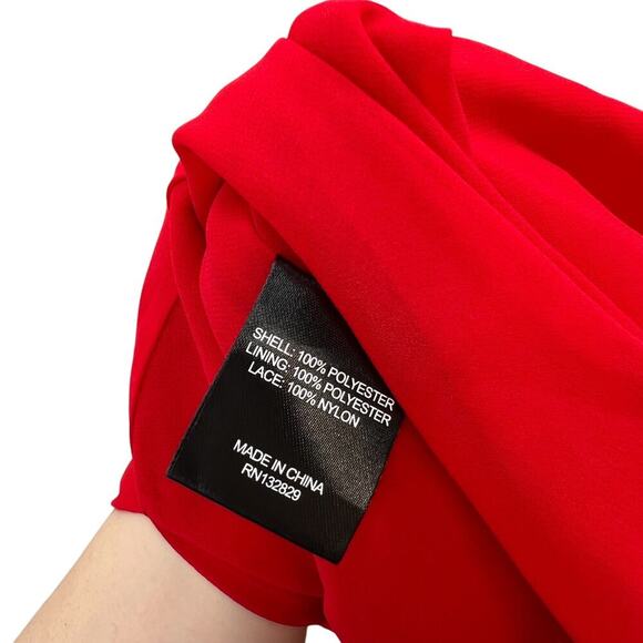 Michael Costello x Revolve Justin Gown Red Maxi‎ Lace Slit Size Large - Picture 15 of 16